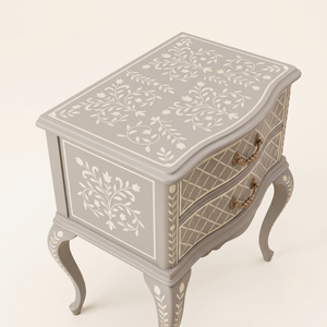 Wholesale Antique French Style Bone Inlay Bedside <b>Table</b> Furniture for Bedroom Bedside Cabinet Farmhouse Curved Leg <b>End</b> <b>Table</b> - Product Image 3