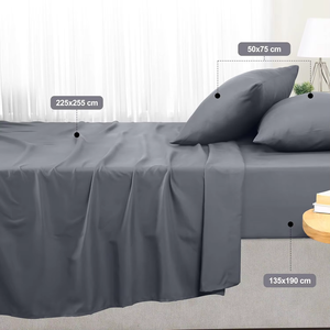 5 Star Hotel Linen Luxury Super Soft 4-Piece Solid Fitted Flat <b>Sheet</b> Pillowcases Set <b>King</b> <b>Size</b> - Product Image 2