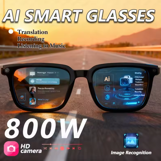 AI Smart Glasses AI Translation 8MP HD Camera 4K Shooting Image Conversation Recording Listening to Music Smart Glasses