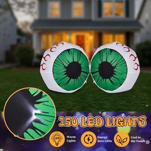 Lot de 2 grandes décorations gonflables d'Halloween de 3 pieds avec yeux lumineux verts pour jardin, ensemble gonflable d'Halloween - Product Image 6
