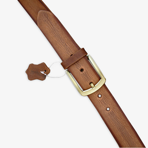 Ceinture en cuir de vachette marron avec boucle rectangulaire en laiton, style décontracté, durable, moulage monobloc - Product Image 4