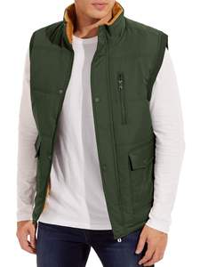 Gilet matelassé léger unisexe en toile lavée, col mandarin, chaud pour l'hiver, avec fermeture éclair sur le devant et service OEM - Product Image 4
