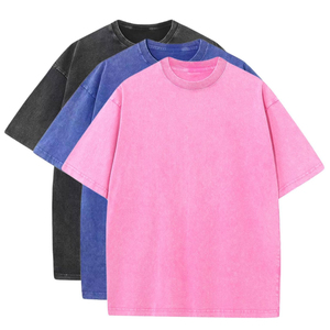 Vintage <b>Acid</b> Wash T-Shirt Men Women - Oversized <b>Drop</b> Shoulder Streetwear Tee - Custom Logo Heavyweight Cotton Retro T-Shirts - Product Image 4