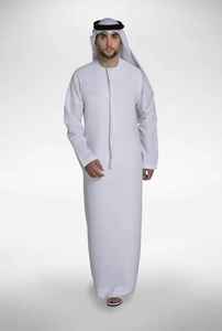 Thobe Árabe Musulmán para Hombre, Estilo Casual, Color Blanco Sólido con Cuentas, Al Haramain, Dubai, Arabia, Venta al Por Mayor - Product Image 5
