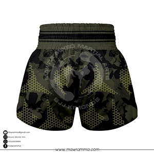 Professional MAWRA <b>Tactical</b> Camo Muay Thai <b>Shorts</b> Honeycomb Print Kickboxing MMA Trunks Custom Sublimation Front 100% Polyester - Product Image 6