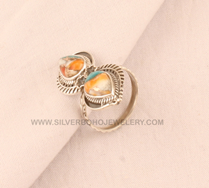 Wholesale Natural Oyster Copper <b>Ring</b> 925 Sterling <b>Silver</b> Vintage <b>Statement</b> <b>Rings</b> Spiny Oyster Turquoise Jewelry for Women - Product Image 2