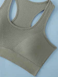 Ladies Anti-Chafe Workout Crop Top | Wide Strap Compression Racer Back <b>Bra</b> Front | High Support Eco-Friendly Lightweight Padded - Product Image 5