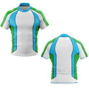 เสื้อกีฬารักบี้ โพลีเอสเตอร์ 100% ระบายอากาศได้ดี แขนสั้น ลายเรียบ พิมพ์ลายดิจิตอลตามสั่ง บริการ OEM สำหรับฤดูร้อนและฤดูหนาว - Product Image 1