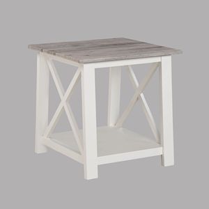 Ensemble de salon en bois blanc et brun, 3 pièces, comprenant une table basse rectangulaire et deux tables d'appoint carrées assorties - Product Image 4