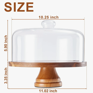 Base de Madera de Acacia/Madera de Caucho para Tartas con Soporte Redondo Transparente para Postres y Pedestal Escalonado - Product Image 6