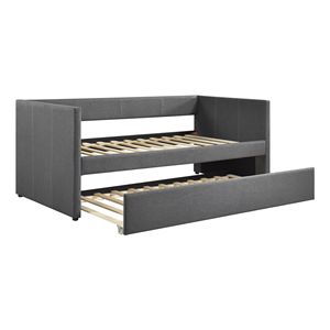 Daybed in tessuto grigio scuro con Trundle moderni mobili per la casa 1 pz telaio in legno letto - Product Image 6