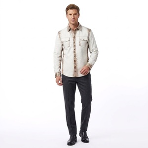 Chemise en cuir gaufré vieilli blanche pour homme, style vintage streetwear, boutonnée, haute qualité, décontractée, nouvelle collection - Product Image 4