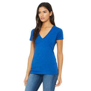 Camisetas de Cuello en V para Mujer de la Mejor Calidad, Venta al Por Mayor, Impresión de Logotipo Personalizado, Camisetas 100% Algodón, Camisetas Lisas de Estilo Urbano - Product Image 4