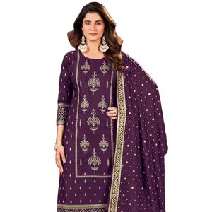 ชุดคุर्ติผ้าเรยอนพิมพ์ลายเย็นพร้อมผ้าคลุมไหล่พิมพ์ลายทอง สำหรับขายส่ง - Product Image 2