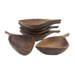 Acacia Wood Leaf Shape 6 Pieces Set Custom kitchen Organizer & Table Decoration Accessories In Best Price - Product Image 1