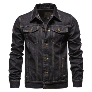 Chaqueta de lona vaquera de invierno para hombre, cuello alto, botones, talla grande, informal, con logotipo frontal, de fabricante profesional - Product Image 1