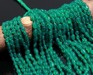 Perles en pierre de forme ovale lisse en onyx vert Perles en onyx naturel Perles en forme ovale en onyx vert - Product Image 5