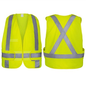 เสื้อกั๊กนิรภัยสำหรับงานถนนแบบกันน้ำ ANSI Class 2 ผ้าโพลีเอสเตอร์ หลายกระเป๋า สะท้อนแสง LED พร้อมไฟกระพริบ สำหรับผู้ชาย ชุด 10 ชิ้น - Product Image 1