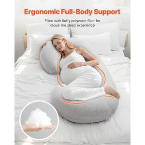 Almohada de maternidad de cuerpo completo en forma de C ultrasuave y transpirable para el embarazo para mayor comodidad y apoyo - Product Image 3
