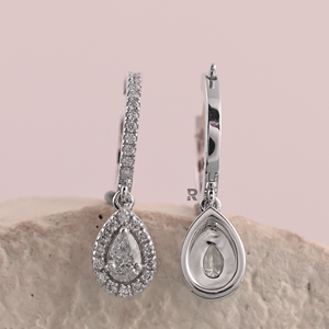 Pear Shape Custom <b>Earring</b> 2ct Lab Grown Diamond 10k 14k 18k Gold & Platinum 950 Halo Drop <b>Earrings</b> for Women <b>Fine</b> <b>Earrings</b> - Product Image 2