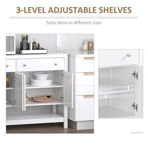 "Modern White <b>Sideboard</b> with Metal Hinges & Round Handles for Dining Room Storage" - Product Image 5