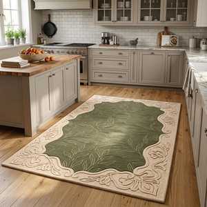 Tapis fait main à usage domestique avec motif floral personnalisé, tapis en laine sculpté à la main - Product Image 1