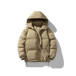 Wholesale Custom Men's Zipper Cotton Puffer <b>Jacket</b> Coat Hot Selling Stand Collar <b>Denim</b> Letter Printing Winter Standard - Product Image 3