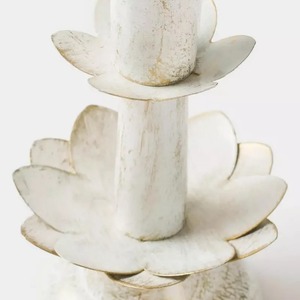 Porte-bougie en acier avec motif de fleurs blanches, décoration de maison durable - Product Image 6