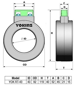Transformador de Corriente YOKINS 250/5A, Amperímetro CT de 250A, CT Redondo de Policarbonato RT43 con Terminales y Tapa Protectora - Product Image 1