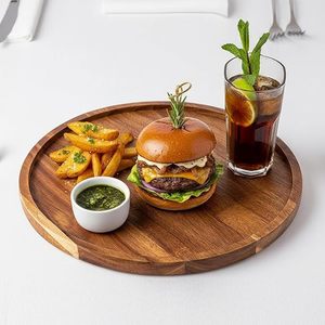 Modern Round Wood <b>Tray</b> for Coffee Table Durable Non-Toxic Food Grade Serving <b>Tray</b> Home Decor (11x11 Inch) - Product Image 1