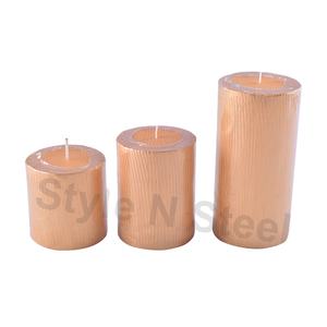 Ensemble de 3 bougies rustiques dorées parfumées pour Noël, Pâques, anniversaire, Saint-Valentin, Diwali, bars et fêtes - Product Image 1