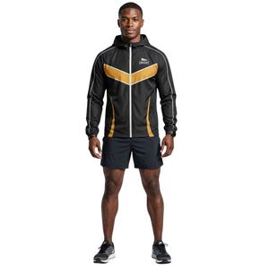 Veste de sport OEM personnalisée à fermeture éclair, imperméable, à capuche, en polyester, pour homme, col montant, avec logo imprimé par transfert thermique, pour le jogging et le football - Product Image 5