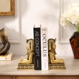 Unique design Luxury Egyptian pharaoh bookend set cast aluminum sculpted Luxor bookends champagne gold finish <b>decorative</b> - Product Image 2