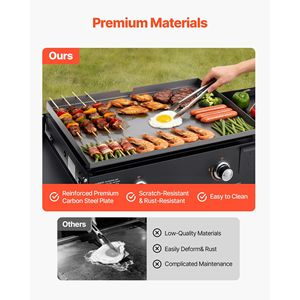2-Burner Gas Propane <b>Griddle</b> 28-Inch <b>Flat</b> <b>Top</b> Grill with Foldable Wheels 30000 BTU Outdoor Gas Grill Plate Pots Pans & <b>Griddles</b> - Product Image 4