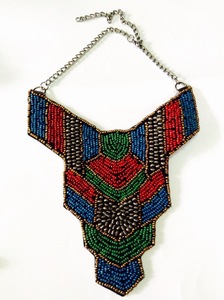 CRYSTAL CRAFT Unique Red & Black Block Chunky EthnicUnique African Woman Necklace with earring,for gifted Multilayer Colorful - Product Image 6