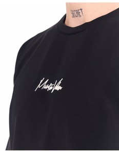 Men's Oversized Black T-Shirt With <b>White</b> Logo Print Street Style Short Sleeve O-Neck Cotton Jersey <b>Tee</b> - Product Image 2