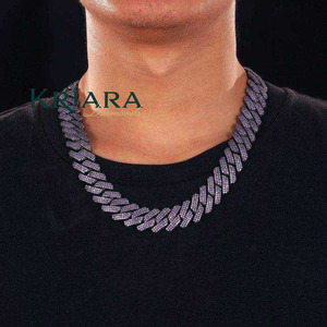 S925 Luxury Men's Gold Plated Moissanite Link <b>Chain</b> Necklace Round Brilliant Cut Micro Pave Everyday Wear - Product Image 1