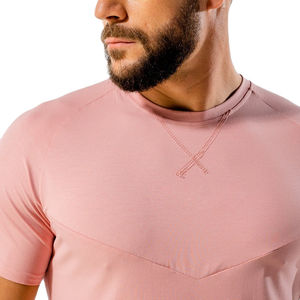 OEM Wholesale <b>95</b>% Cotton <b>5</b>% <b>Elastane</b> Men's Slim Fit Tee Shirt Curved Hem Round Neck Muscle Fitness Gym T-shirts for Men - Product Image 5