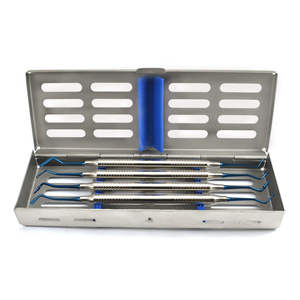 Dental Scaler Set 4Pcs Manual Knurled Grip Blue Metal <b>Teeth</b> <b>Cleaning</b> Instrument Class I Surgical <b>Tool</b> Shuja Surgico - Product Image 1