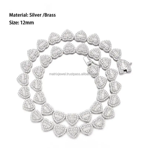 <b>Iced</b> <b>Out</b> 925 Silver Moissanite Necklace Hip Hop Jewelry Baguette Cut Diamond Heart Shape Tennis Necklace <b>Chain</b> - Product Image 5