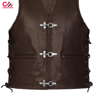 Chaleco de Cuero Genuino de Vaca para Hombre, Hecho a Medida, de Alta Calidad, para Invierno, Casual, Resistente al Viento, con Logotipo Bordado, Cuello en V - Product Image 5