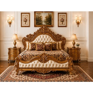 Colección de Muebles de Dormitorio Hechos a Mano a Medida, Cama King Size Más Vendida con Mesitas de Noche, Juego de Dormitorio de Diseño Antiguo - Product Image 1