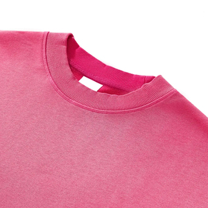 Camiseta Corta Oversize Rosa para Hombre, Cuello Redondo, Manga Corta, Tejida, Color Sólido, Diseño Casual Liso - Product Image 5