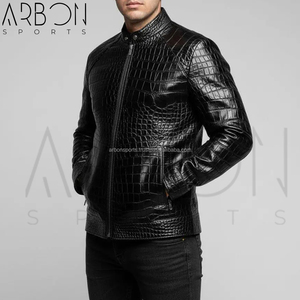 Veste en cuir texturé pour homme, couleur noire, design gaufré de qualité supérieure, vêtement d'extérieur élégant, matière confortable et durable - Product Image 3