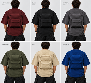 Camiseta Oversize para Hombre de 300 GSM con Diseño de Mochila |   Bolsillo trasero integrado en la mochila |   Camiseta Urbana Personalizada - Product Image 6