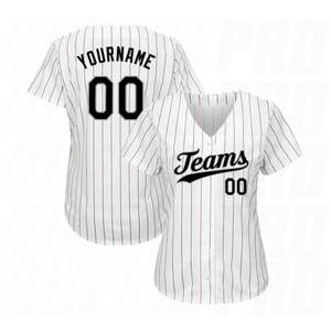 Maillot de baseball personnalisé pour homme, blanc à rayures fines, manches courtes, boutons sur le devant, logo des équipes imprimé, respirant, uniforme adulte - Product Image 2