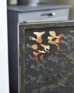 Paravent de cheminée en métal chêne ancien, découpe laser silhouette d'arbre, grille fine, protection anti-étincelles, protecteur de foyer autoportant, finition noire - Product Image 4