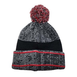 Bonnet d'hiver unisexe en tricot avec pompon, motif géométrique, accents noirs et rouges, chapeau décontracté pour l'extérieur, 56-58 cm - Product Image 6