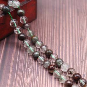 Cuentas de Cuarzo Fantasma Verde Rutilado Lodolite al por Mayor, Piedras Preciosas de Primera Calidad para Joyería, 6mm 8mm 10mm - Product Image 1