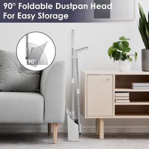 4 in 1 Stainless Steel Handle Broom Dustpan and <b>Squeegee</b> Combo Set Upright Standing Indoor Outdoor Brooms & Dustpans - Product Image 6